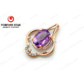 Jewelry Natural Amethyst Stone with Diamond Necklace Jewelry